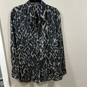 Elie Tahari cotton/ silk blend long sleeve print shirt